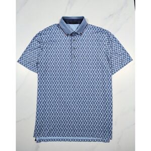 Greyson Golf Polo Shirt Mens Large Blue Snake Geometric Print Performance Casual